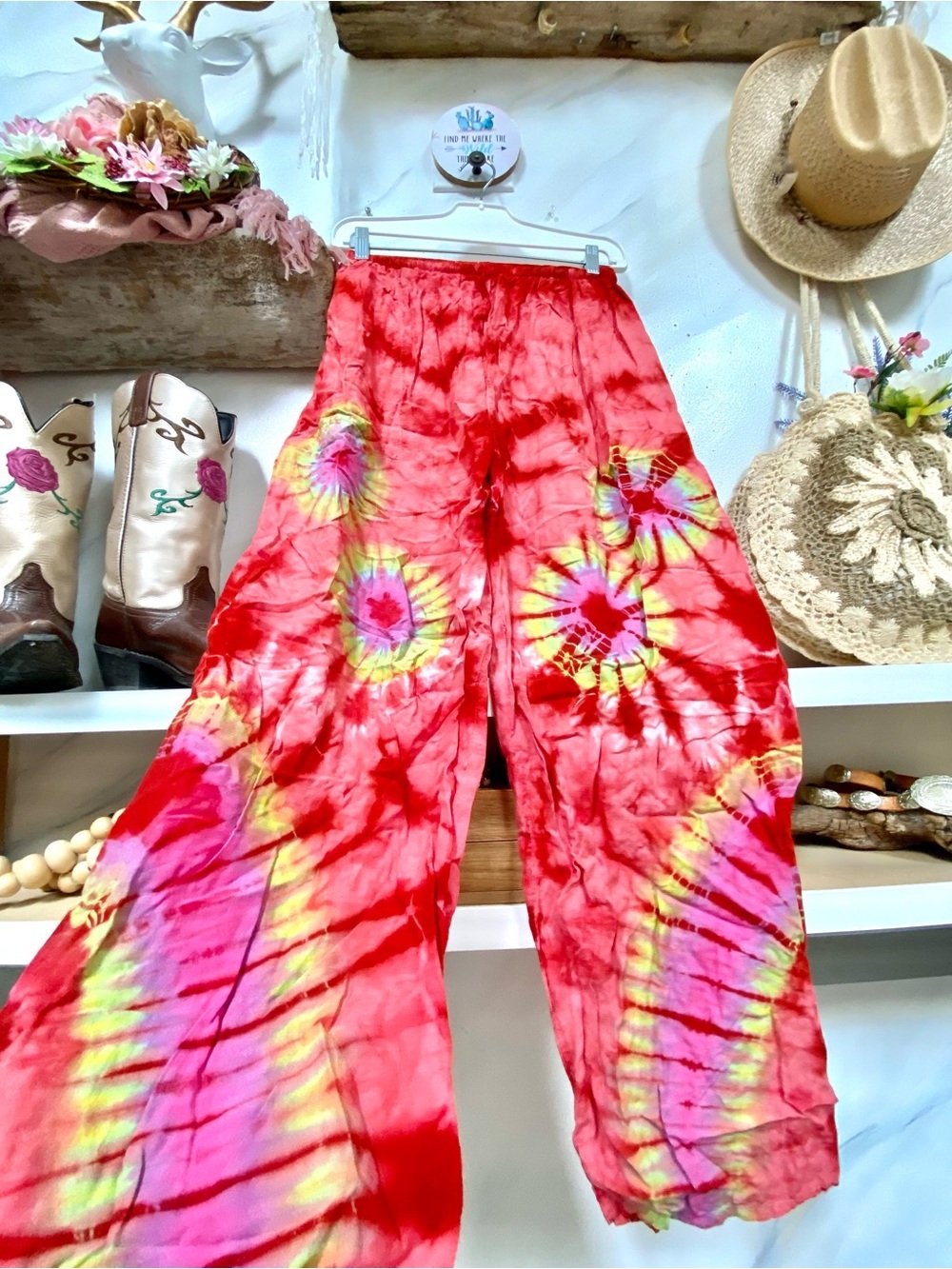 Artisan TIE DYE hippy Gypsy boho summer pants w enchanting vibe